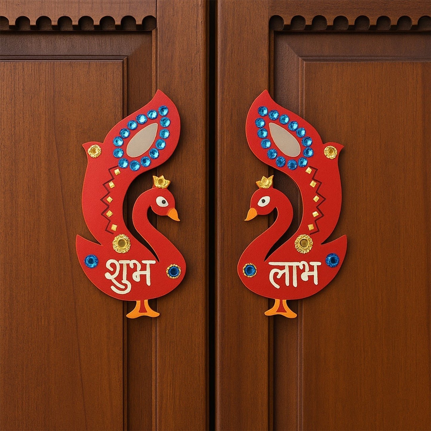 Decorative Wooden Shubh Labh Wall Hanging (2 Pc) signaturekarts