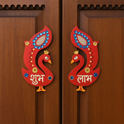 Decorative Wooden Shubh Labh Wall Hanging (2 Pc) signaturekarts