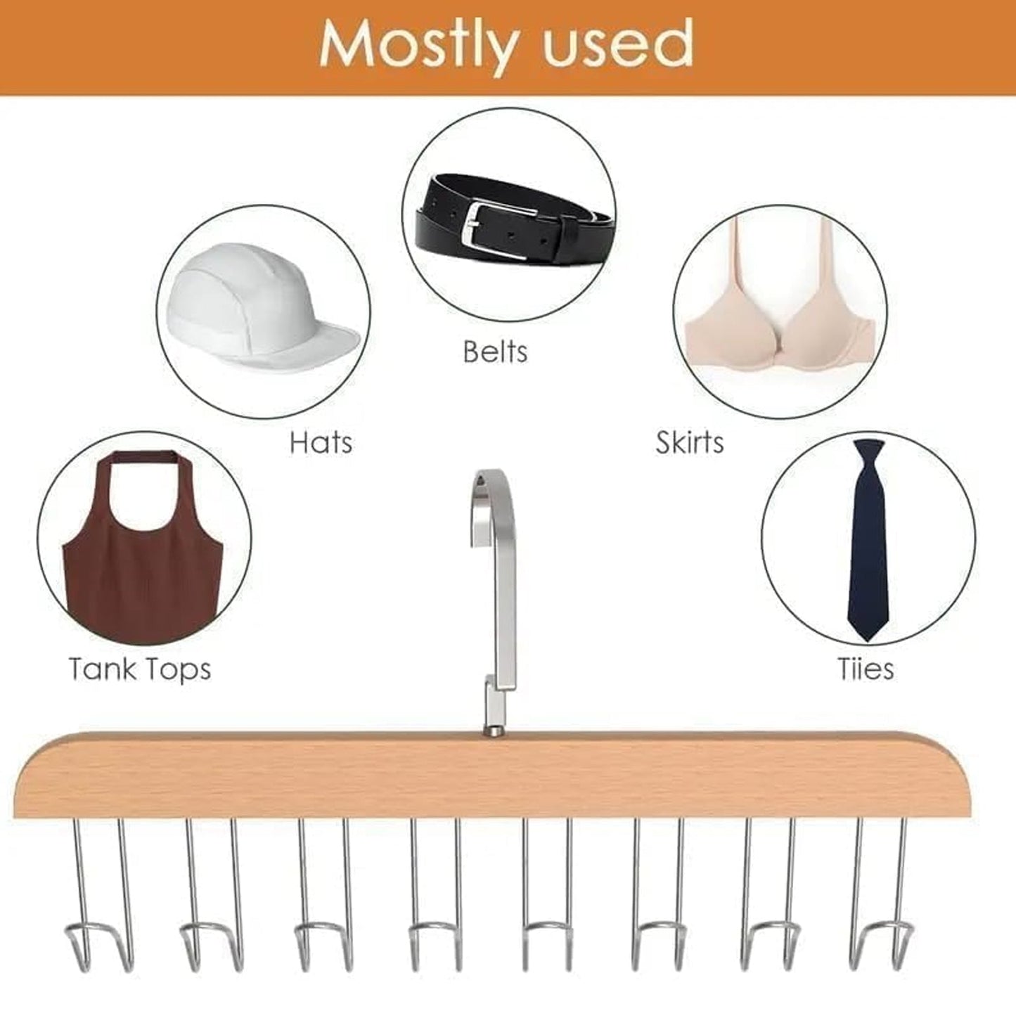 Space Saving 8 Hooks Wooden Hangers (1 Pc) Signaturekarts