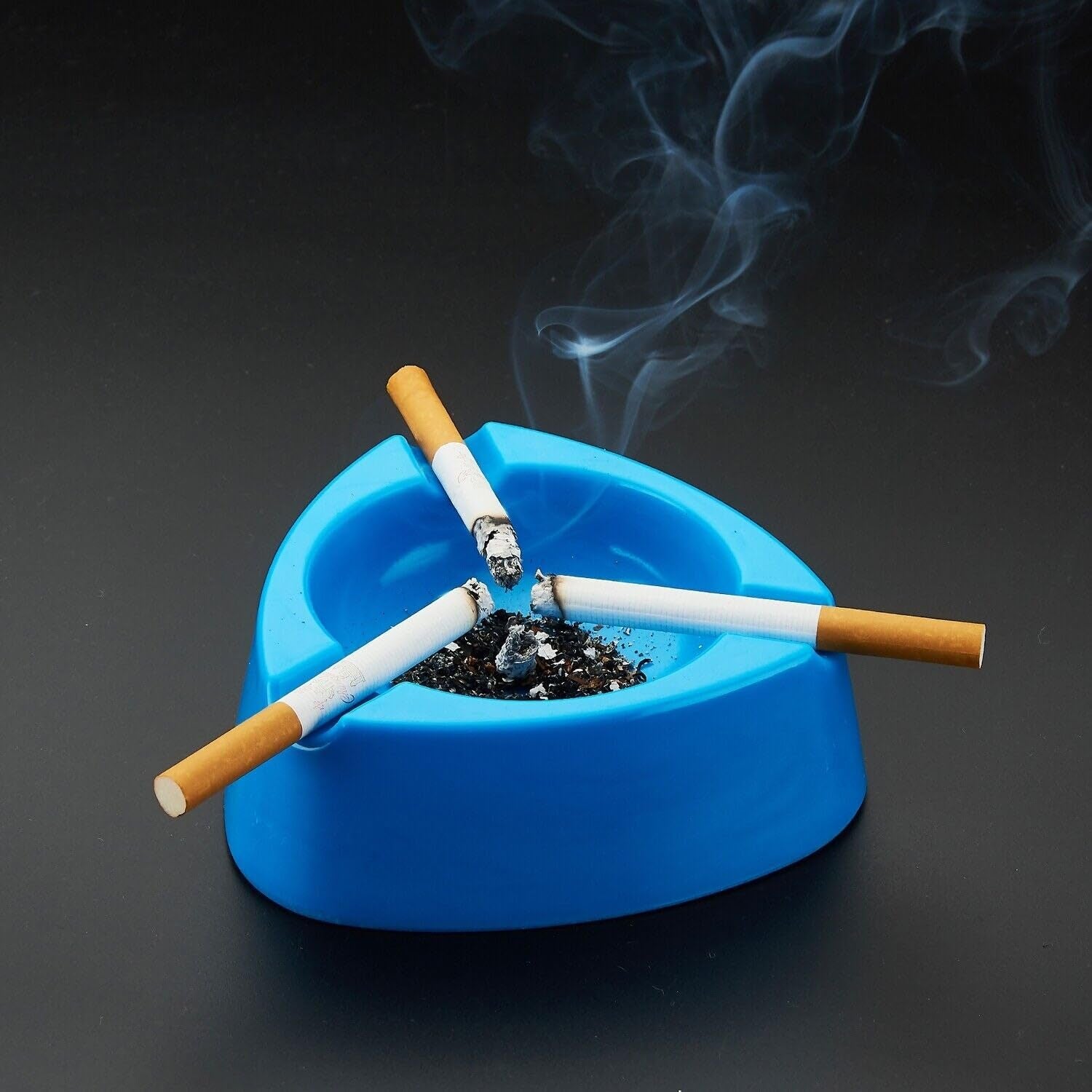 Oblivion Durable Plastic Ashtray with Wide Bowl and Triple Cigarette Holder Slots (1 Pc) Signature Kart