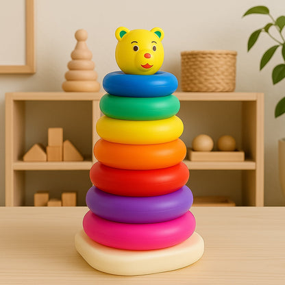 Plastic Baby Kids Teddy Stacking Ring Jumbo Stack Up Educational Toy 7pc Your Brand