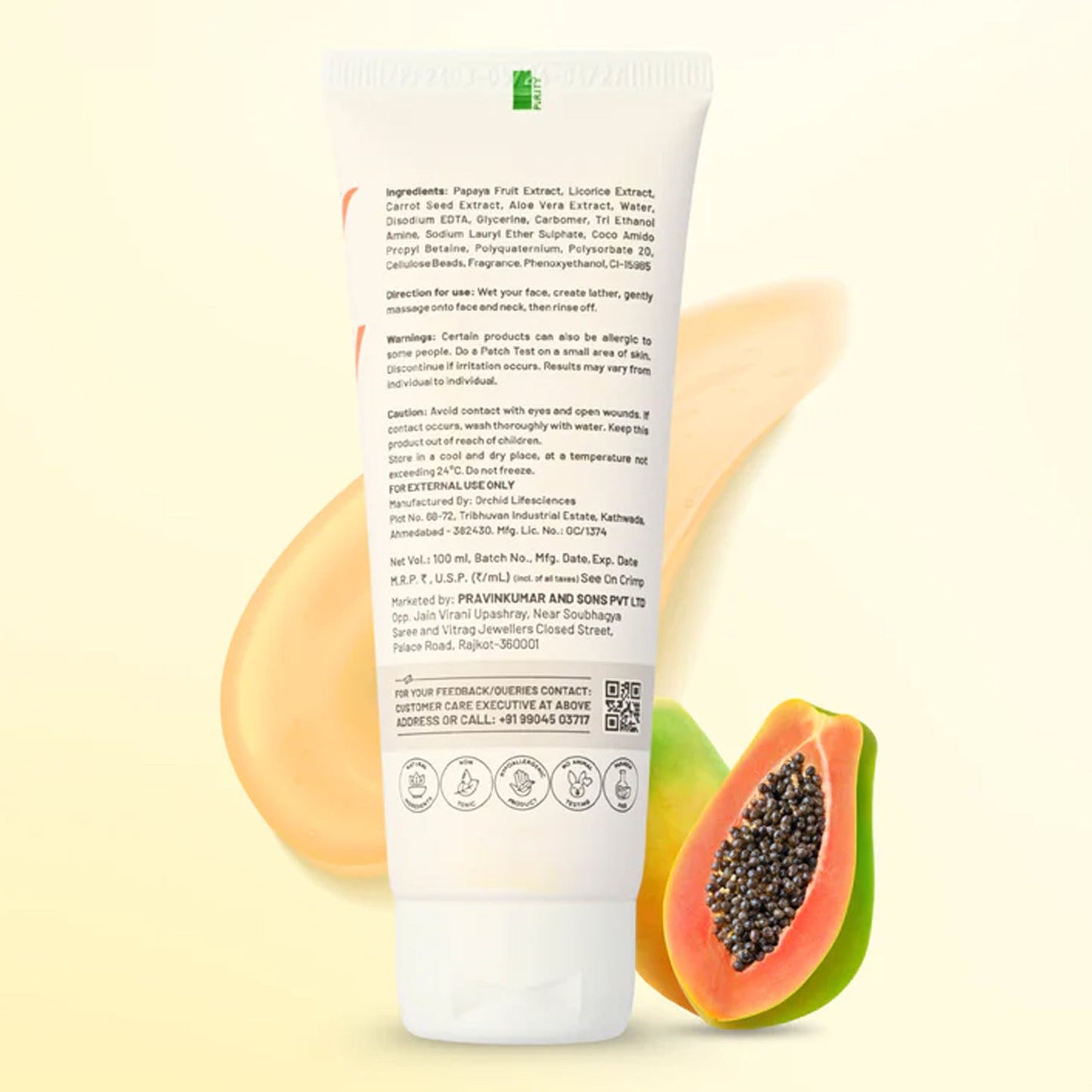 Zequz Papaya Face Wash - (100ml / 1 Pc) signaturekarts