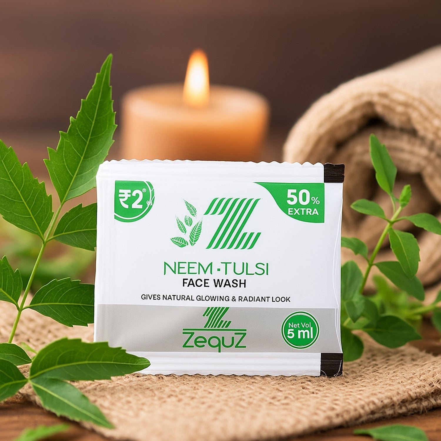 Zequz Neem & Tulsi Herbal Face Wash Sachet (5 ML / 1 Pc) The Morsignaturekarts