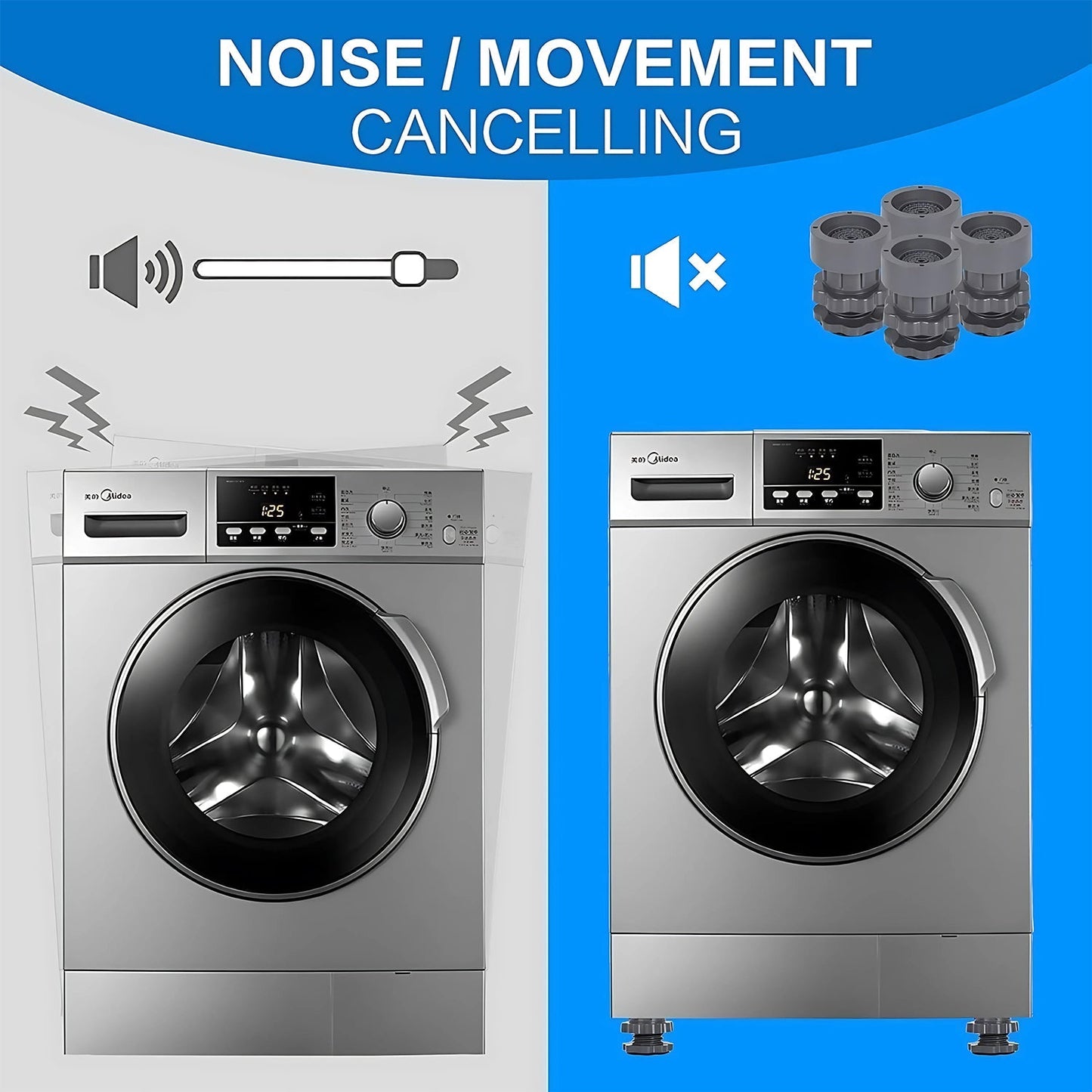 Adjustable Anti-Vibration Pads for Washing Machine and Refrigerator Base (4 Pc) Signature Kart