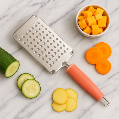 Supermom Stainless Steel Vegetable & Cheese Grater with Soft Grip Handle (1 Pc) signaturekarts