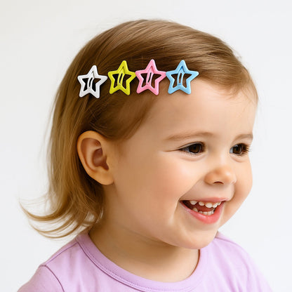 Metal Printed Star Shape Hair Clips (10 Pcs Set) Signature kart