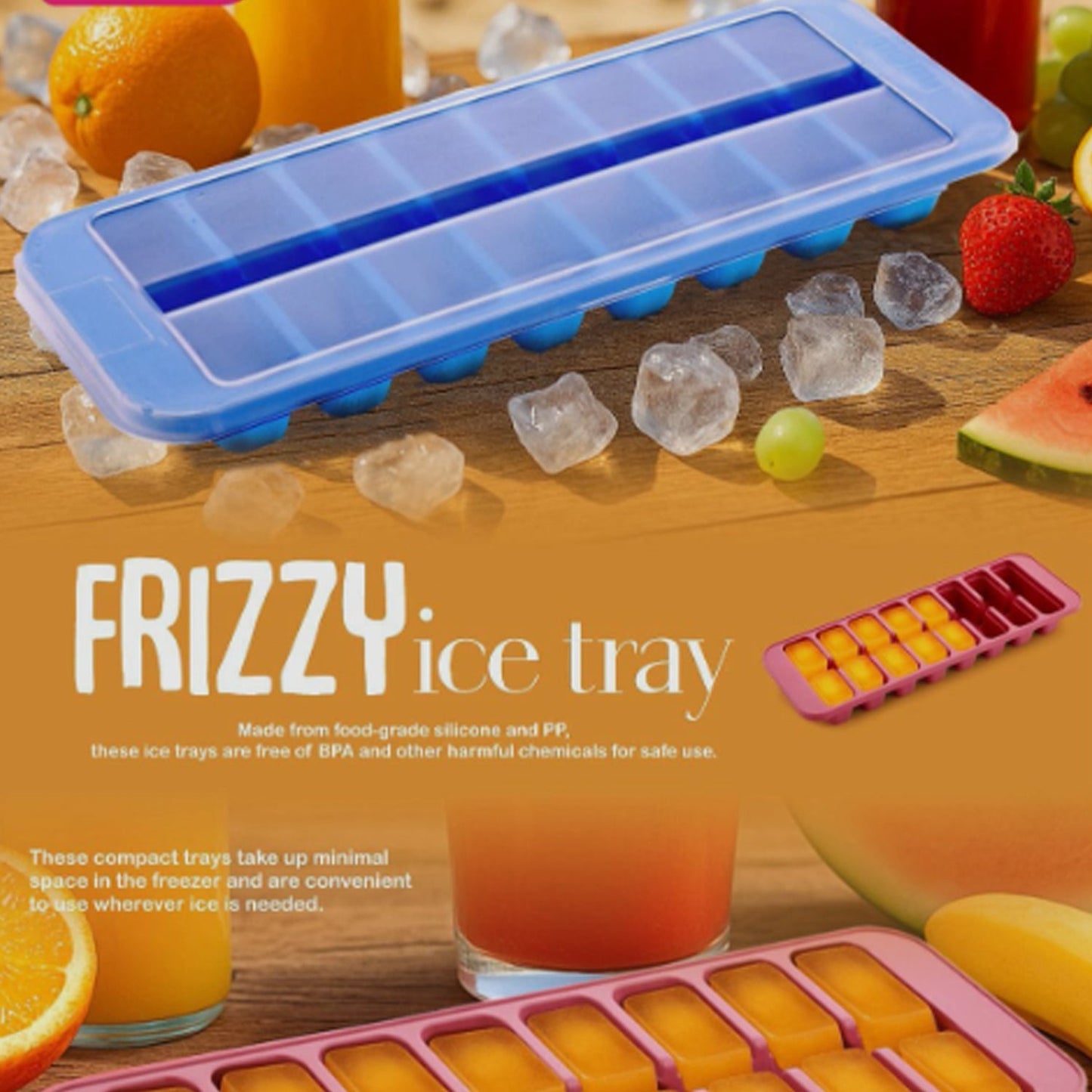 Supermom Frizzy Ice Tray with 2-in-1 Compartment for Ice Cubes and Storage Box (1 Pc) signaturekarts