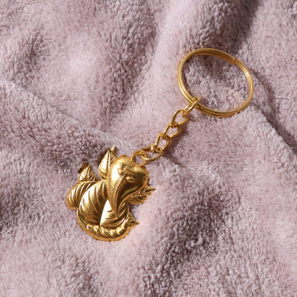 Golden Ganesh Leaf Design Keychain (1 Pc) signaturekarts