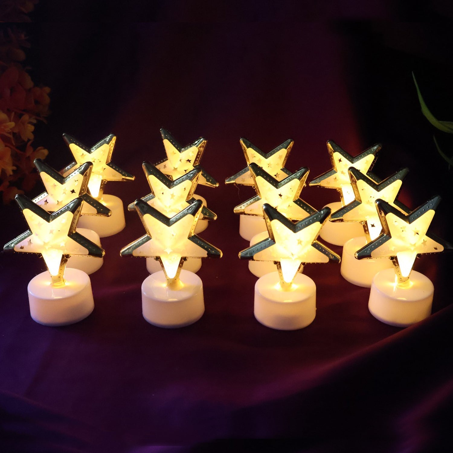 Decorative Star Shaped Flameless LED Candles (12 Pc) signaturekarts
