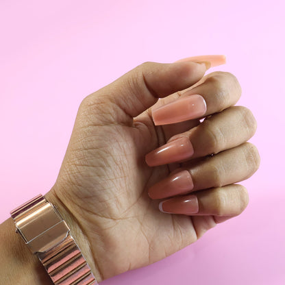 Elegant Nude Glossy Artificial Nail Tips fake nails (24 Pc Set) signaturekarts