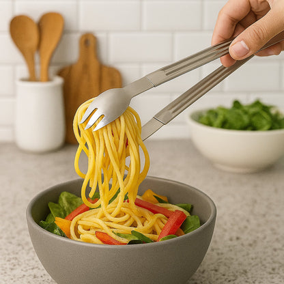 Stainless Steel Multipurpose Serving Tong – 2-in-1 Pasta & Salad Tong (1 Pc) signaturekarts