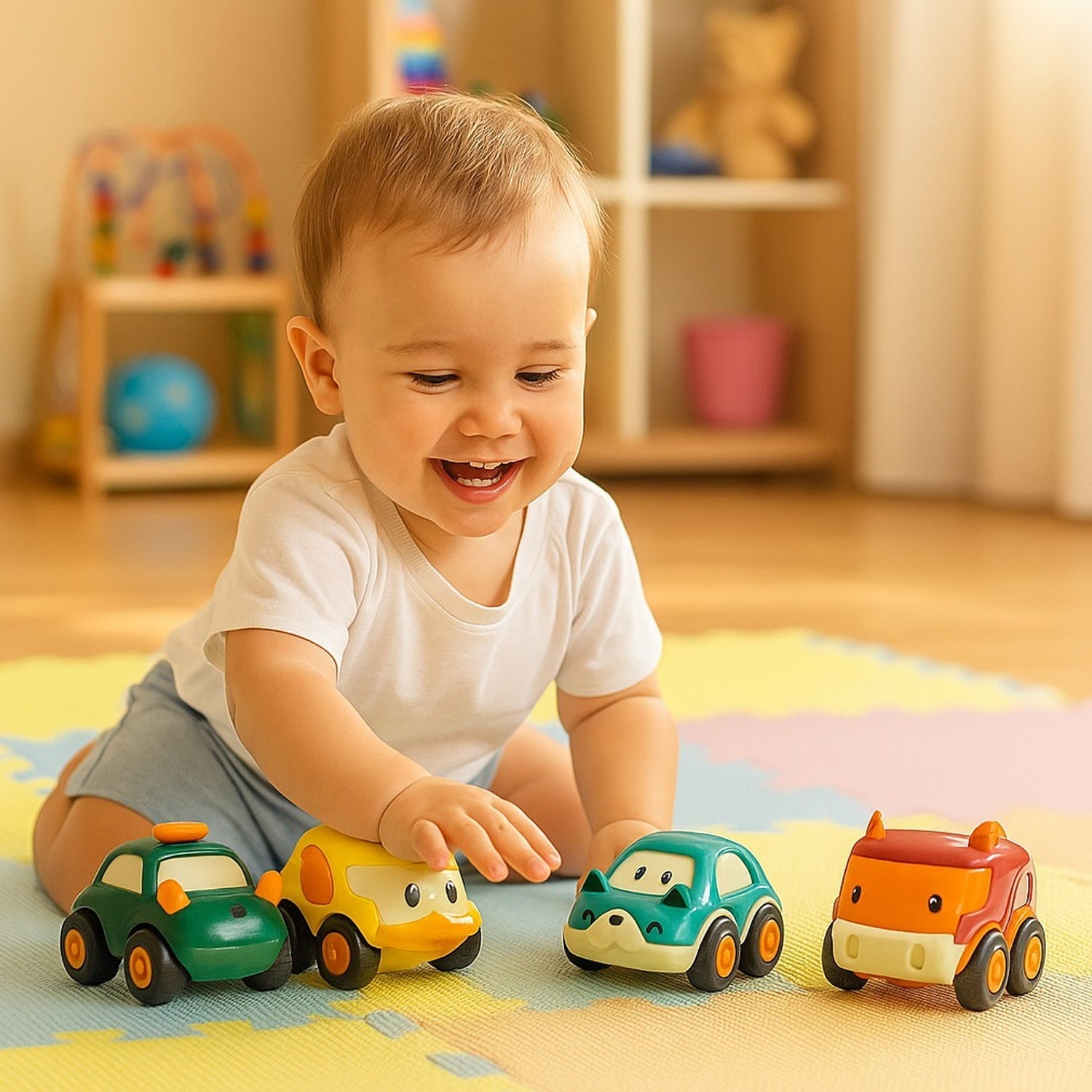 Cartoon Pull-Back Car Toy Set for Kids (12 Pc) signaturekarts