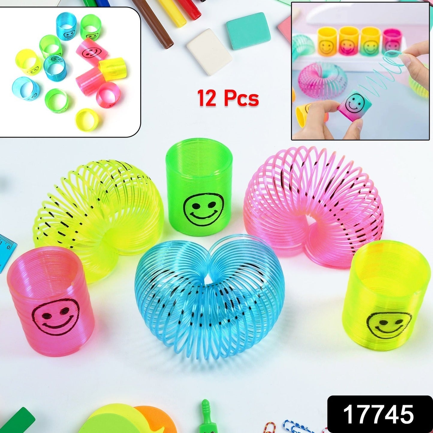 Multicolor Magic Smiley Spring, Spring Toys, Slinky spring toy(12 Pcs Set) signaturekarts