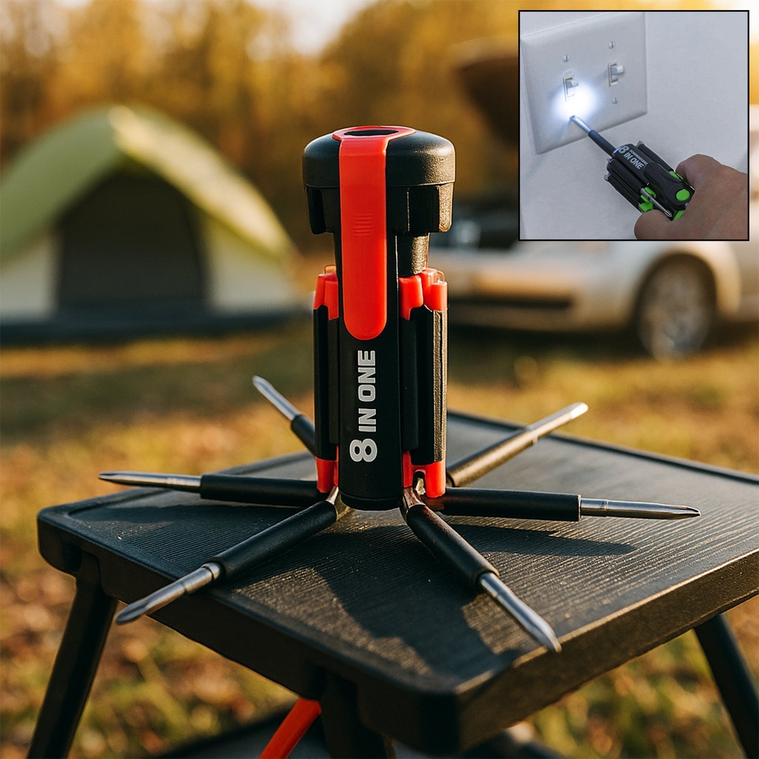 8 in 1 Multi-Function Screwdriver Kit with LED Portable Torch Signature Kart