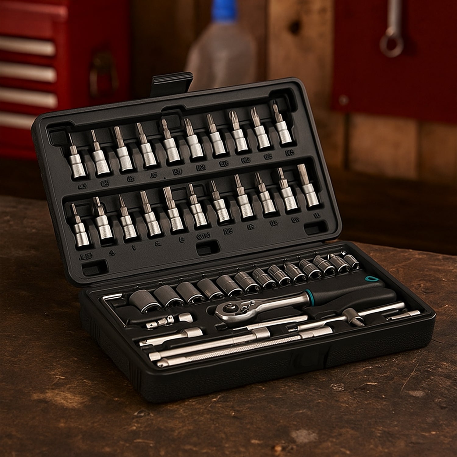 46pcs Metal 1 / 4"" Socket Set (Black, 46pcs) signaturekarts