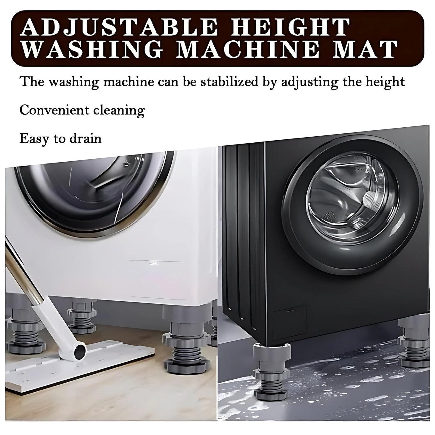 Adjustable Anti-Vibration Pads for Washing Machine and Refrigerator Base (4 Pc) Signature Kart