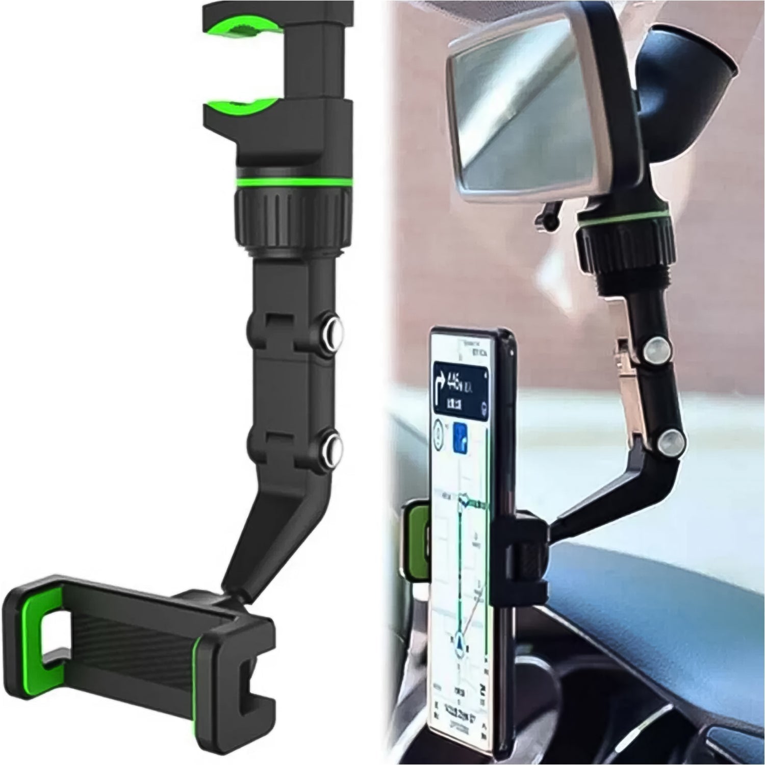 Multifunctional Car Rear View 360° Rotatable Mobile Holder signaturekarts
