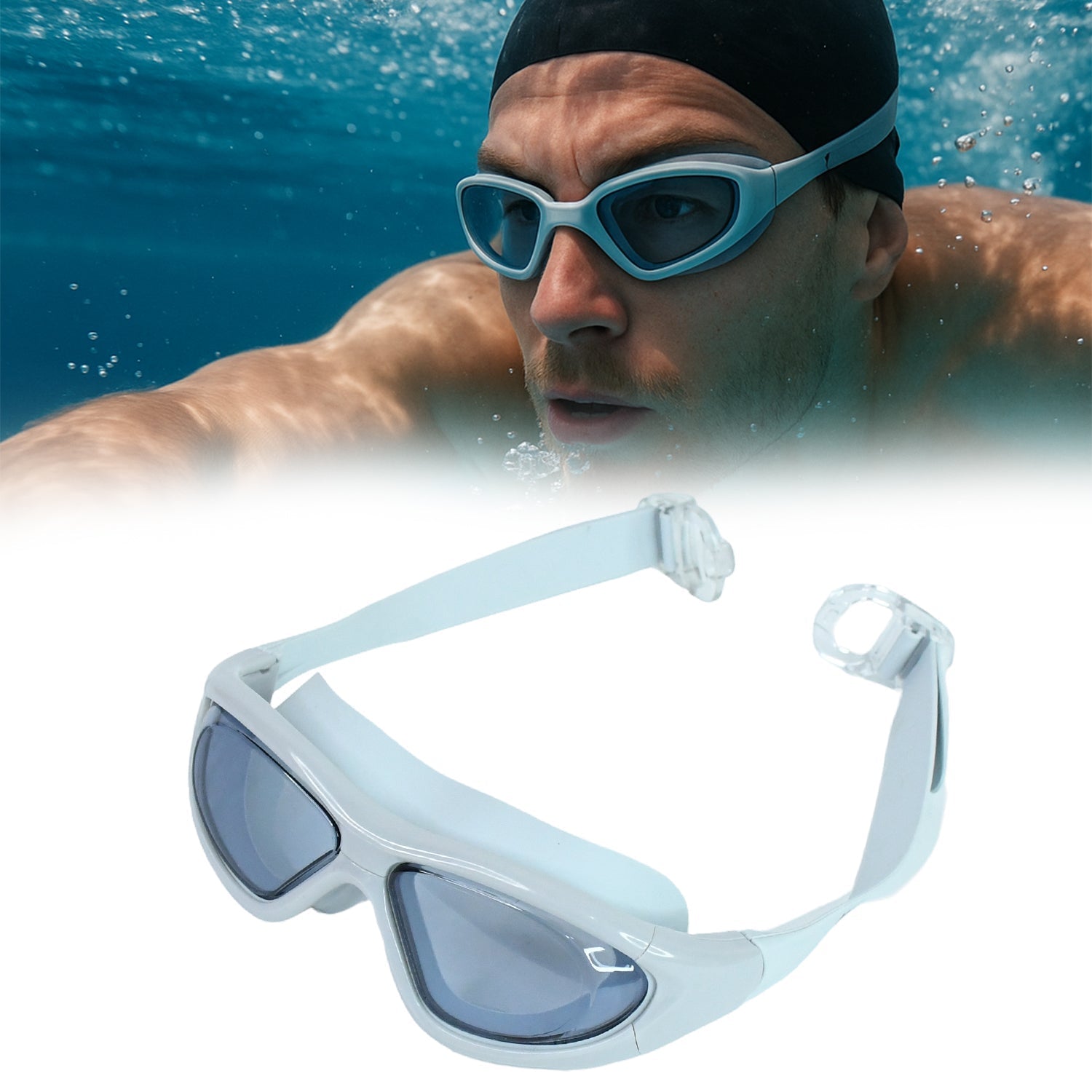 Knx Premium Wide Vision Swimming Goggles With protective hard case (1 Pc) Signature kart