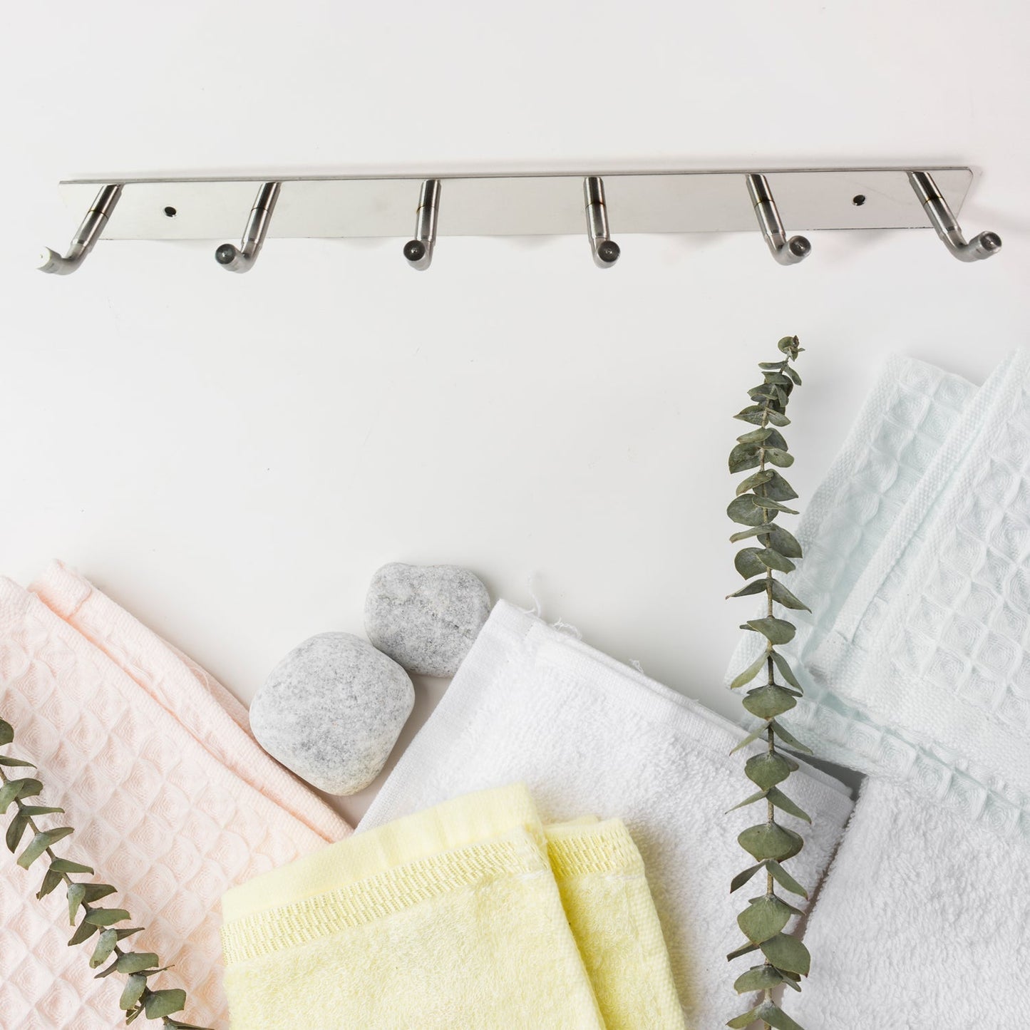 Stainless Steel Wall Mounted Coat 6 Hook Rack (32x3 / 1Pc) Signature kart