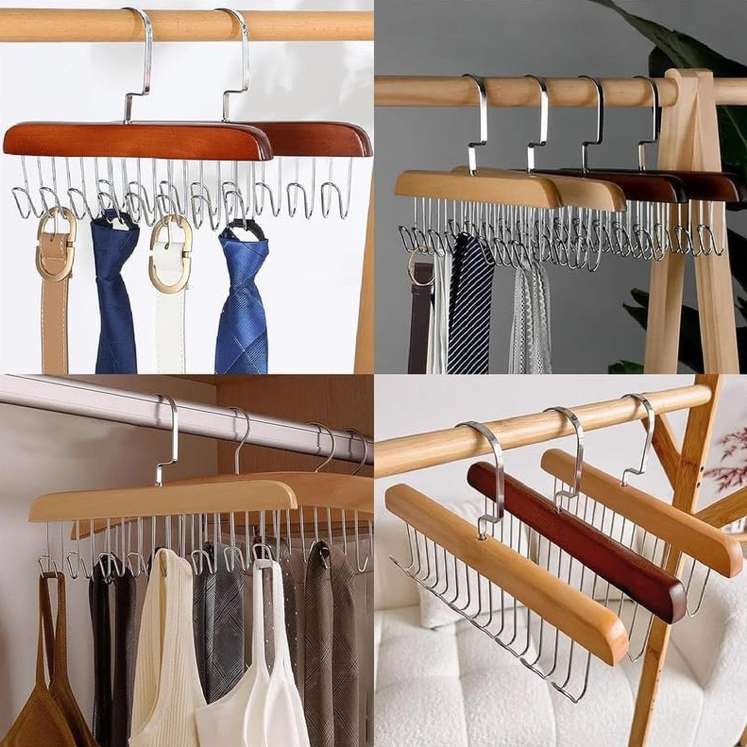 Space Saving 8 Hooks Wooden Hangers (1 Pc) Signaturekarts