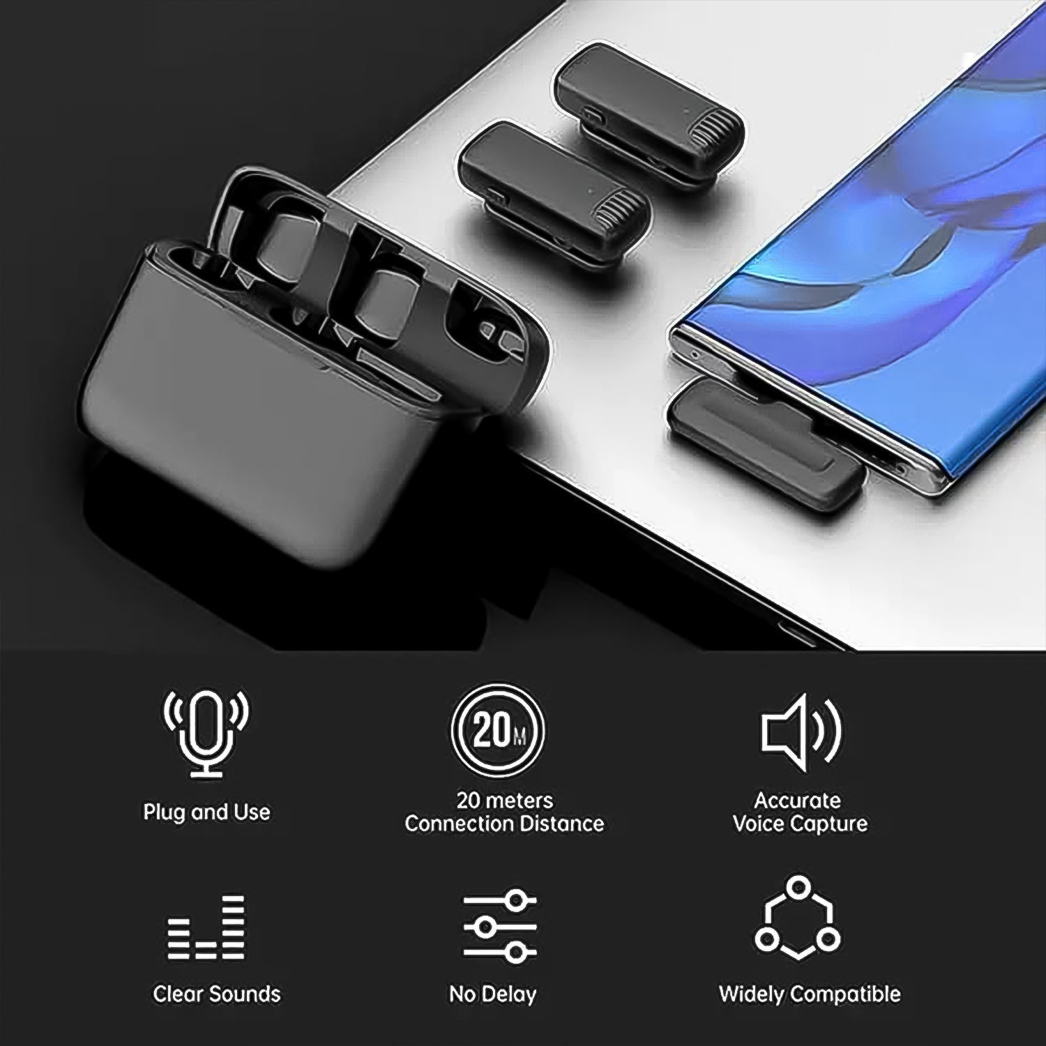 Wireless Microphones, Collar Mic for All Smart Phone / Type-C  (1 Set) Signaturekarts