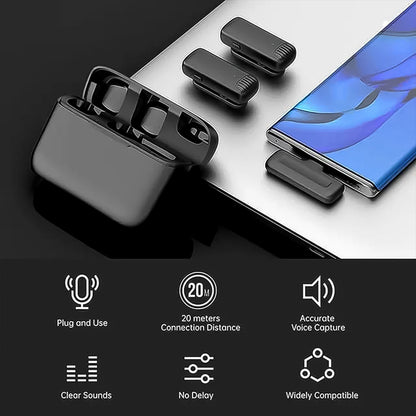 Wireless Microphones, Collar Mic for All Smart Phone / Type-C  (1 Set) Signaturekarts