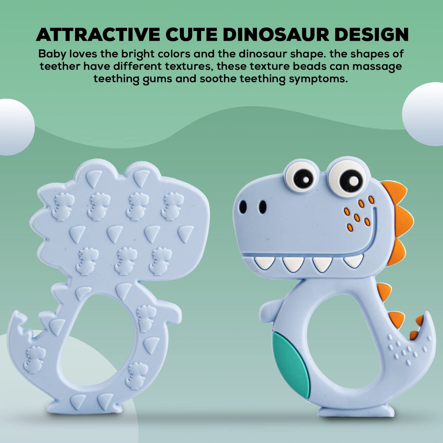 Silicone Dinosaur Teether for Baby (1 Pc / Mix Design & Color) Signaturekarts