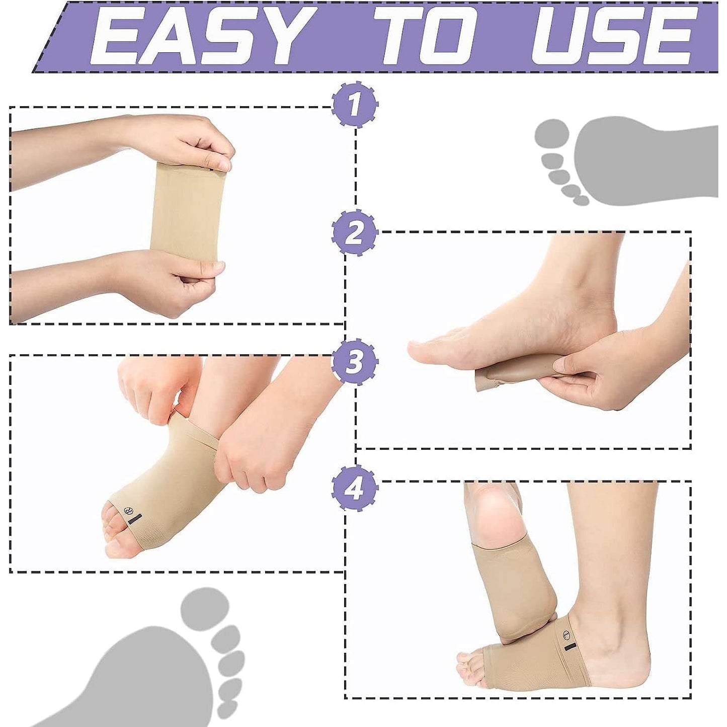 Foot Arch Support for Men & Women | Medial Arch Support for Flat Feet Correction Sleeve with Cushion | Plantar Fasciitis Leg Foot Pain Relief Product | Foot Care for Orthopedic Shoes Slippers, (1 Pair) signaturekarts