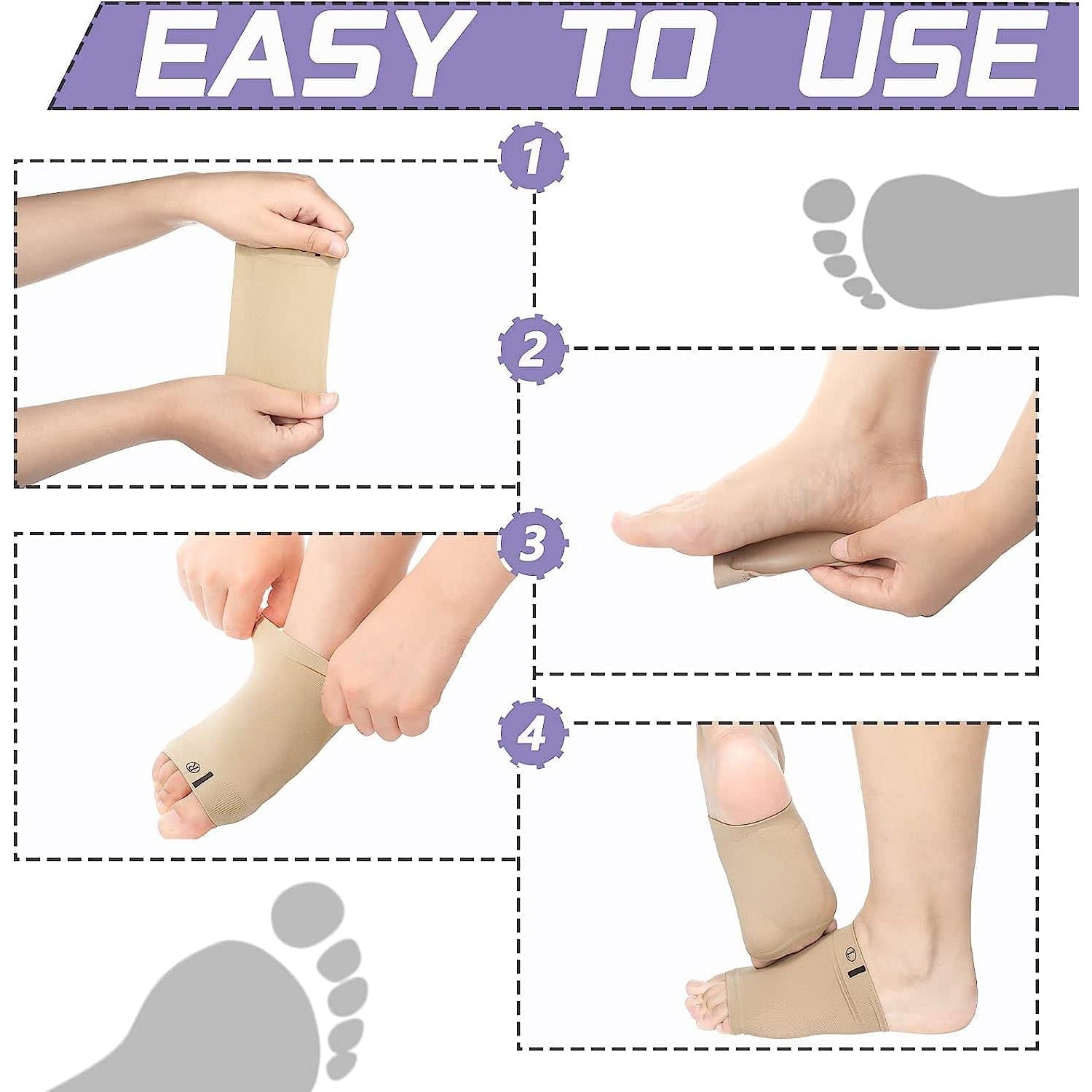 Foot Arch Support for Men & Women | Medial Arch Support for Flat Feet Correction Sleeve with Cushion | Plantar Fasciitis Leg Foot Pain Relief Product | Foot Care for Orthopedic Shoes Slippers, (1 Pair) signaturekarts