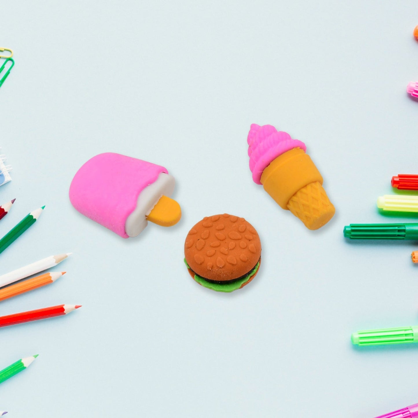Mix Design Fancy & Stylish Colorful Erasers (1 Set / 3 Pc Set) signaturekarts