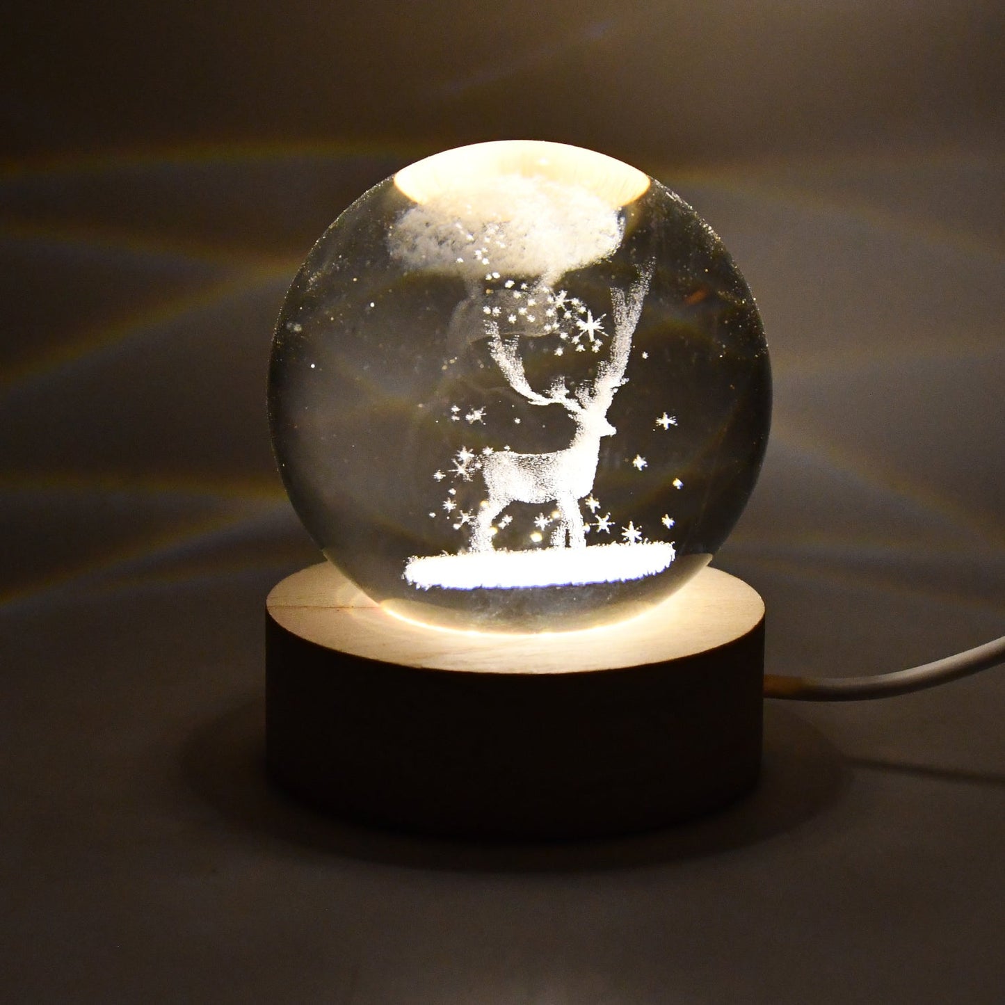 Crystal Ball Night Light Glass Ball Night Lamp with Wood Base Signature kart