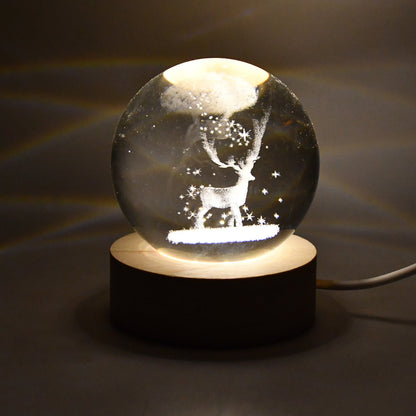 Crystal Ball Night Light Glass Ball Night Lamp with Wood Base Signature kart