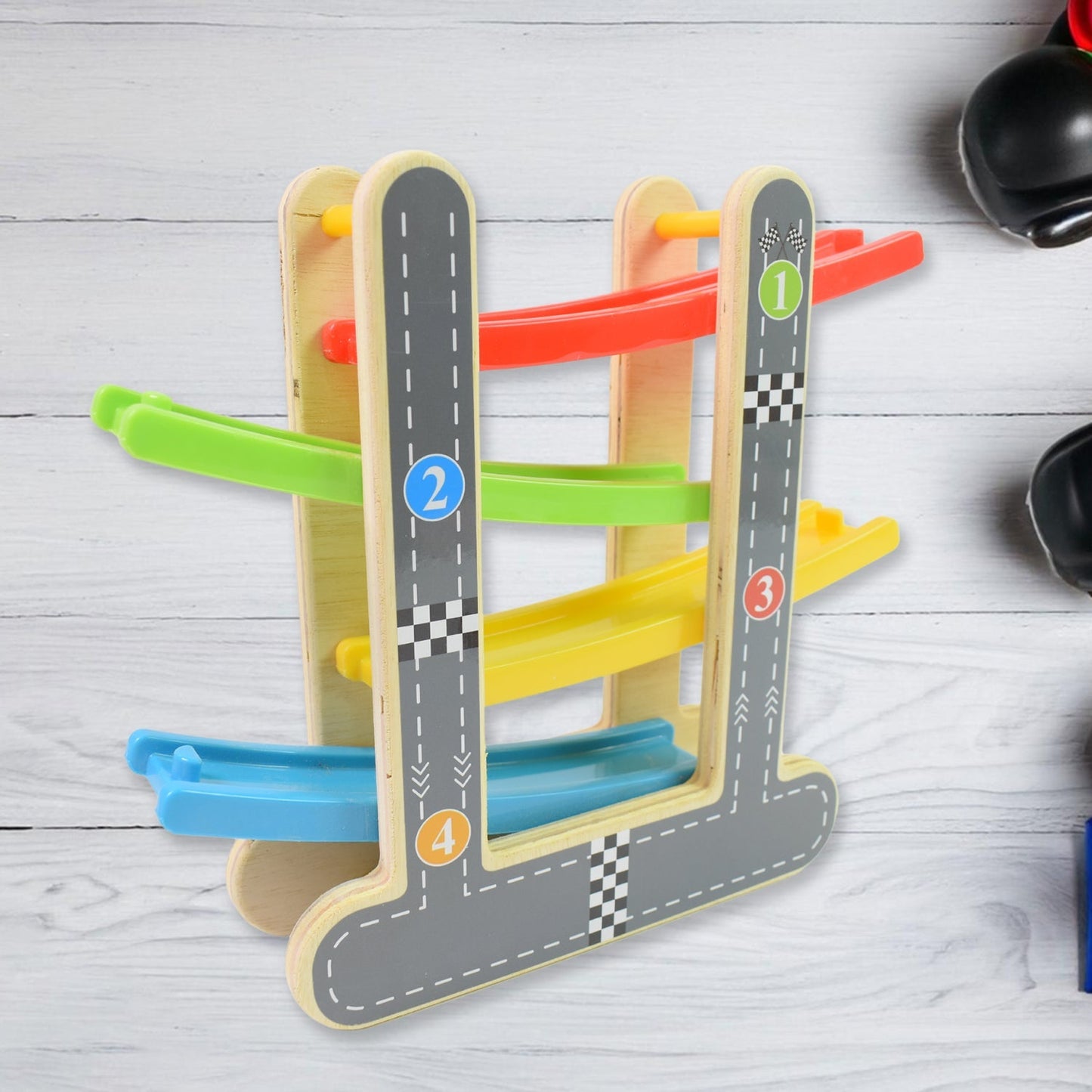 Car Racer Track Play set Wooden Click Clack Toys With 4 Mini Racers (1 Set) Signaturekarts