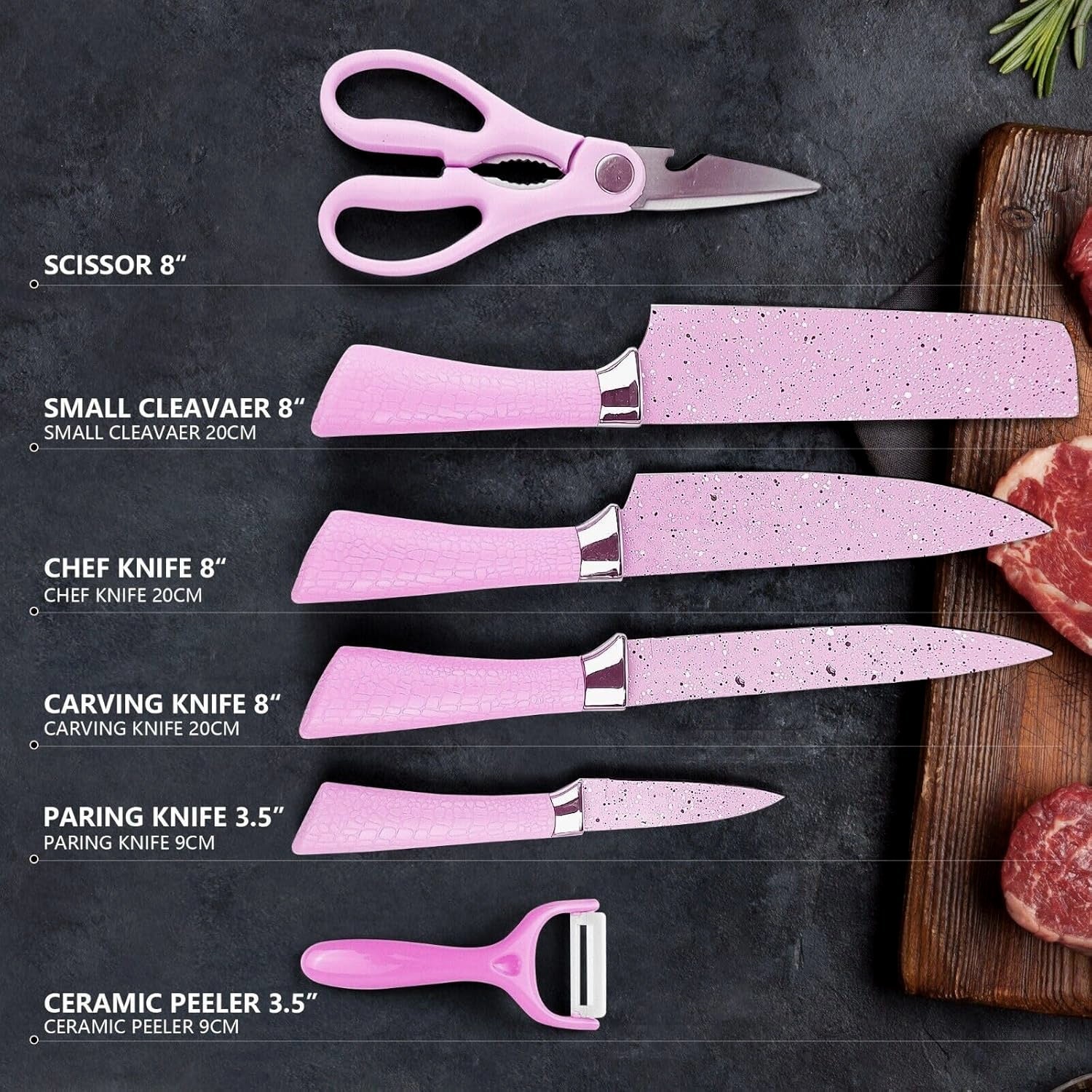 Stainless Steel Non Stick Ceramic Coating 6 Pcs Chef Kitchen Knife Set Signaturekarts