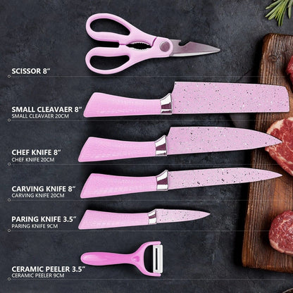 Stainless Steel Non Stick Ceramic Coating 6 Pcs Chef Kitchen Knife Set Signaturekarts