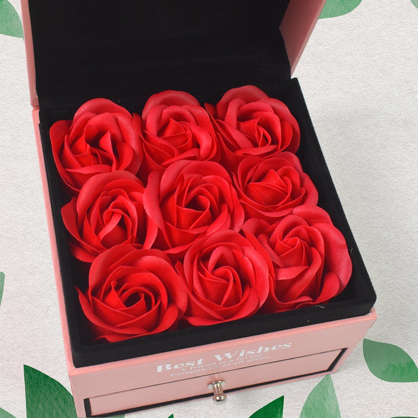 Preserved Eternal Rose Gift Box with Drawer & 9 Artificial Roses (1 Set) Signaturekarts