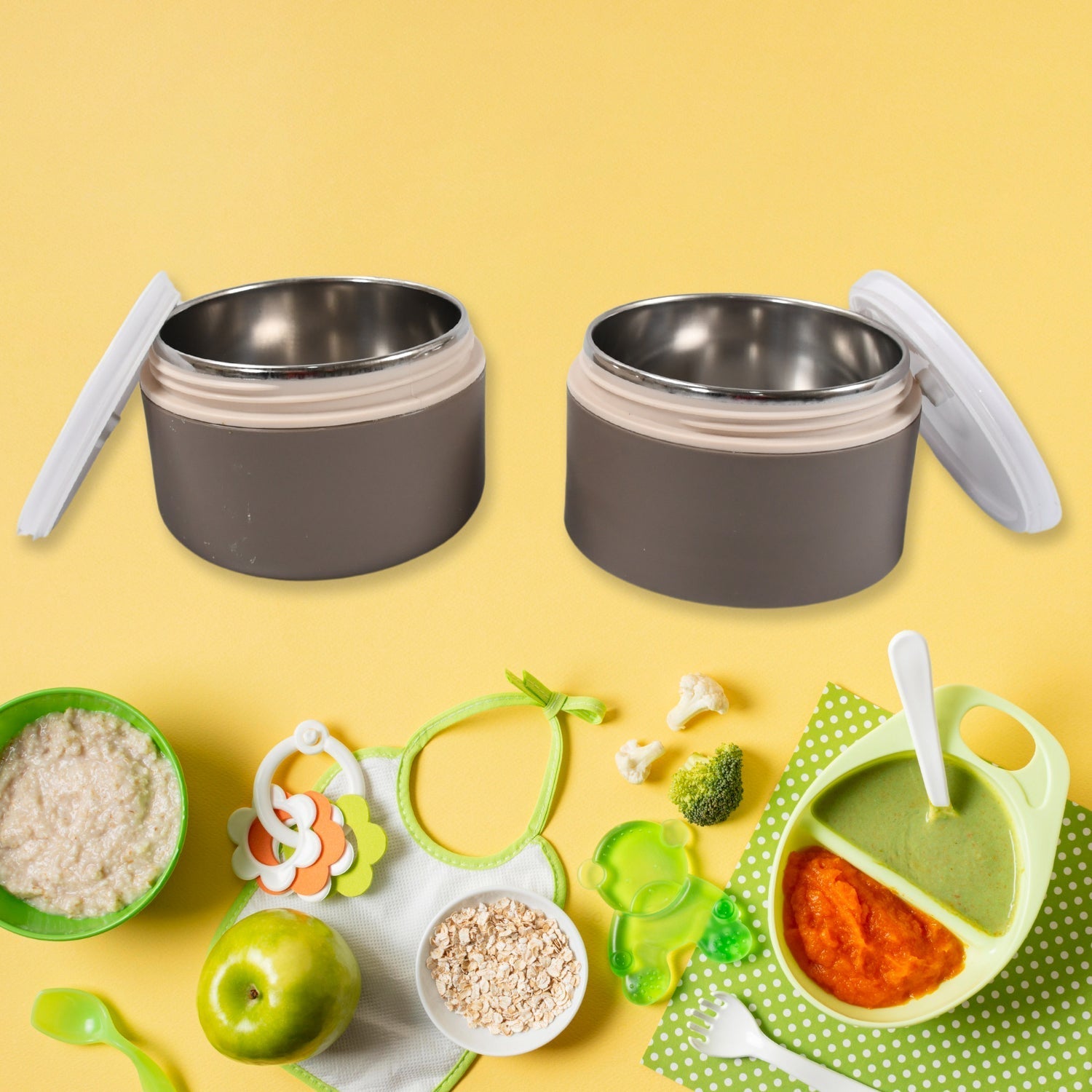 Ganesh Stack 2-Layer Stainless Steel Leak-Proof Lunch Box for Office, School, Picnic signaturekarts