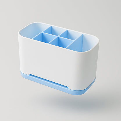 6 Compartment Multi Purpose Organizer Toothbrush Holder Stand Plastic Caddy (1 Pc) Signaturekarts