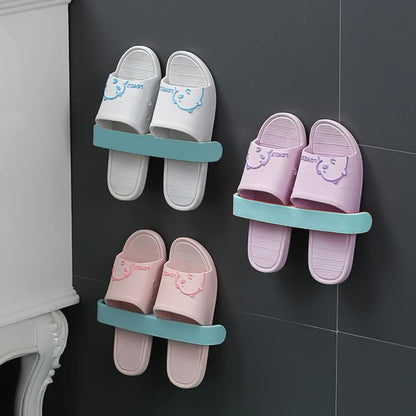 Bathroom Towel Slipper Hanging Rack Self Adhesive Wall Mounted (1 Pc) Signaturekarts