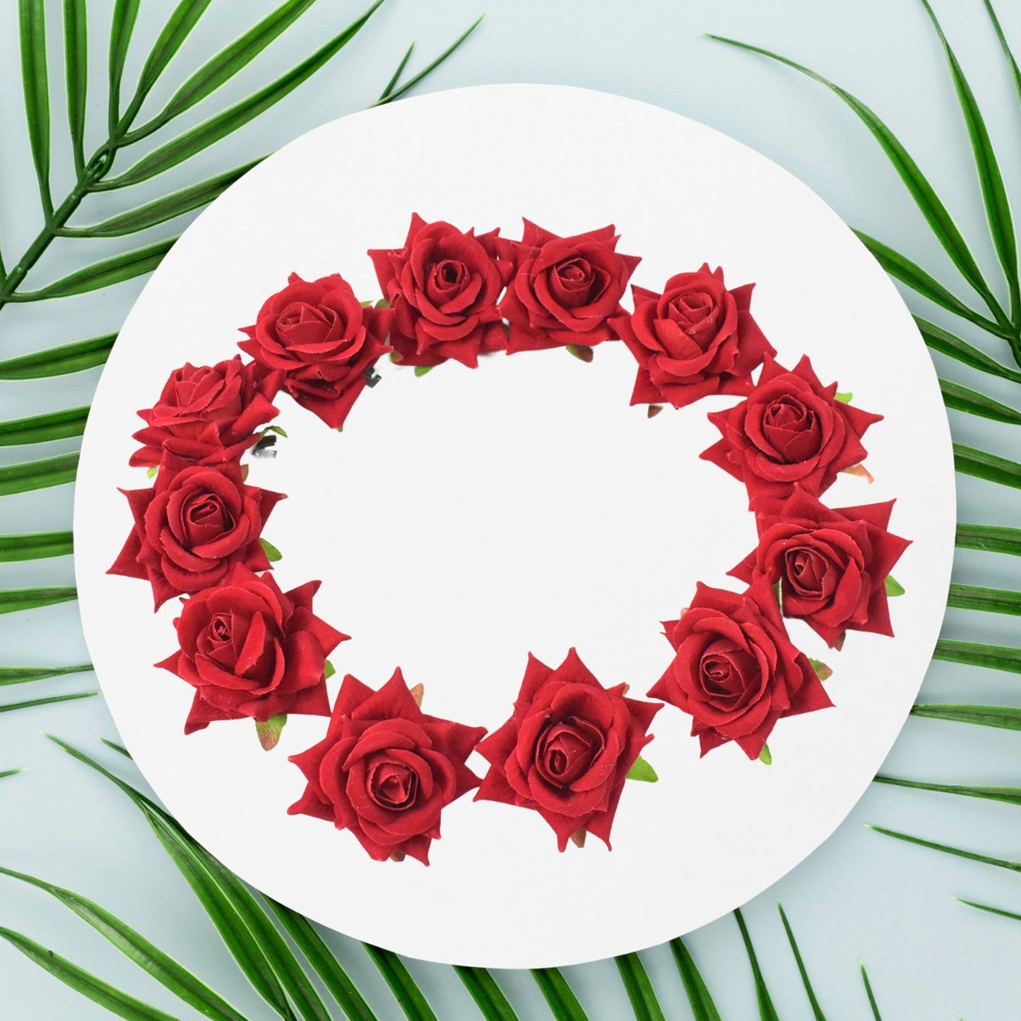 Flower Rose Hair Pin/Clip – Velvet Flower Design (12 Pcs Set, Red Color) Signaturekarts