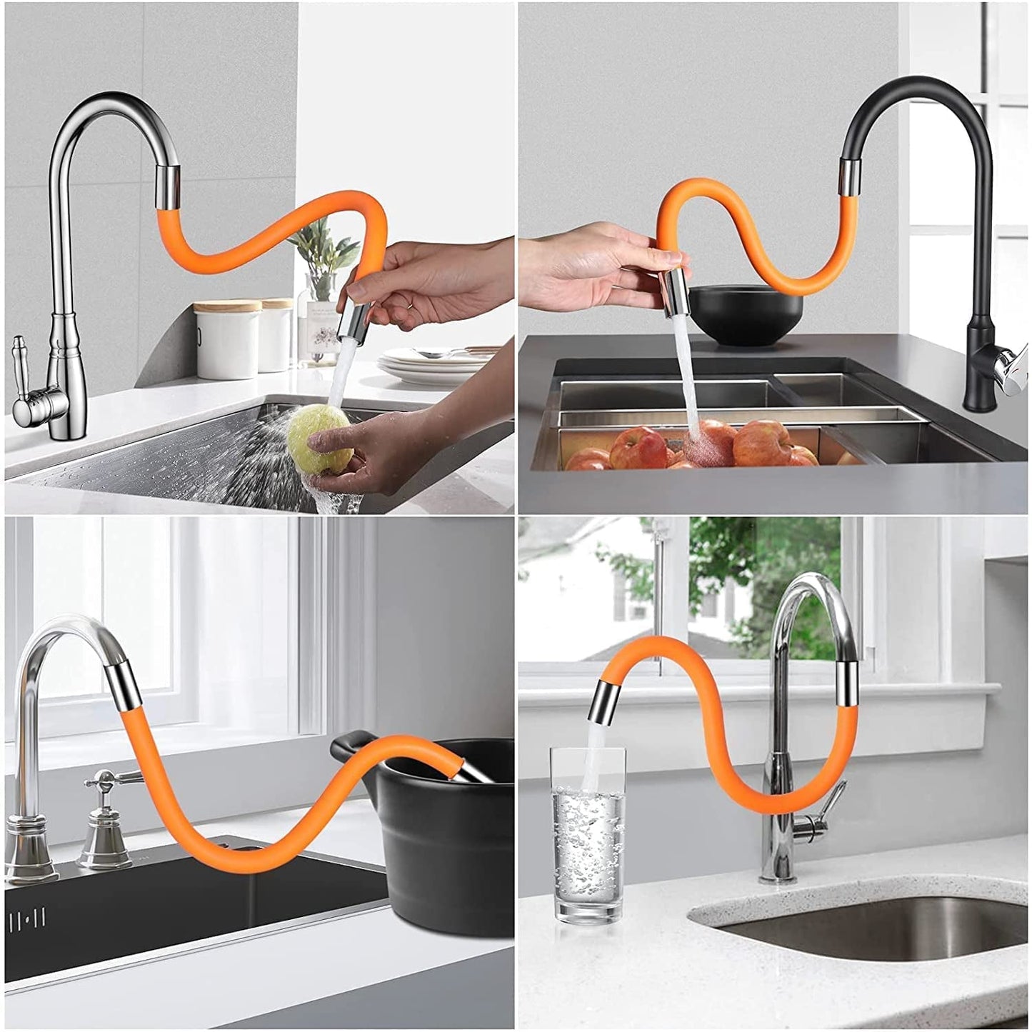 Flexible Water Tap Extender, 360° Bending Faucet Extension Tube with Connector (18cm) Your Brand