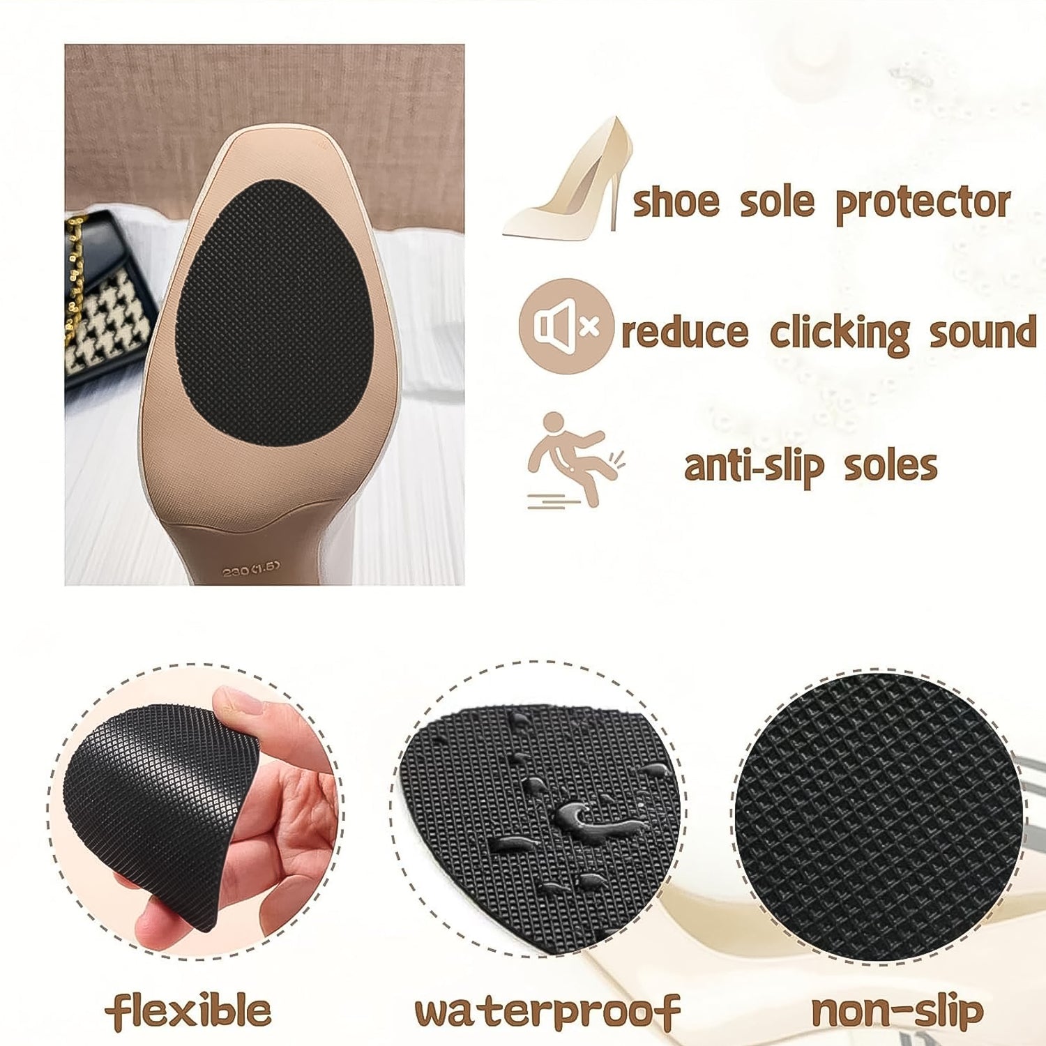 Self Adhesive Anti Slip Grip Sticker For Shoes, Sandals, Heels (1 Pc) Signature kart