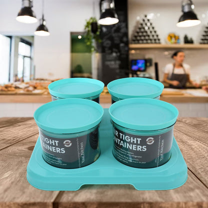 Airtight Container Jar 4 Pc Set with Tray for Kitchen signaturekarts