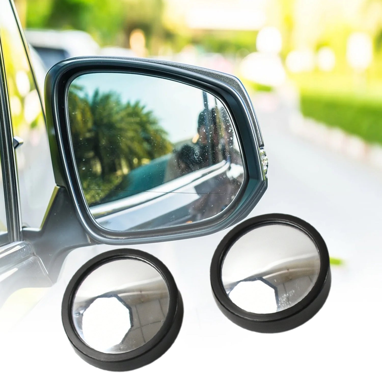Car Blind Spot Mirror – HD Glass, Convex & Frameless (2 Pcs Set) signaturekarts