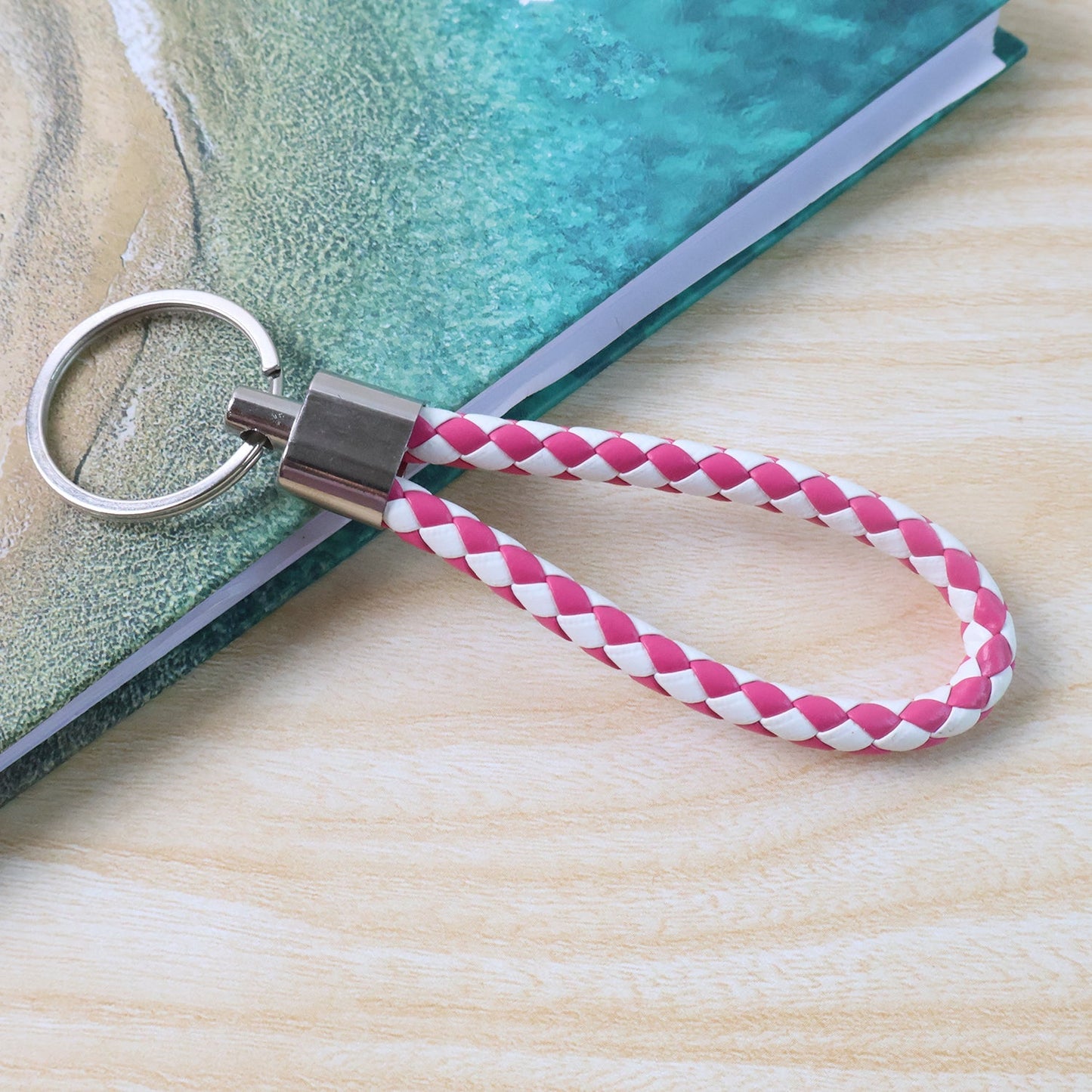 Leather Style Keychain with Metal Ring - (1 Pc) signaturekarts