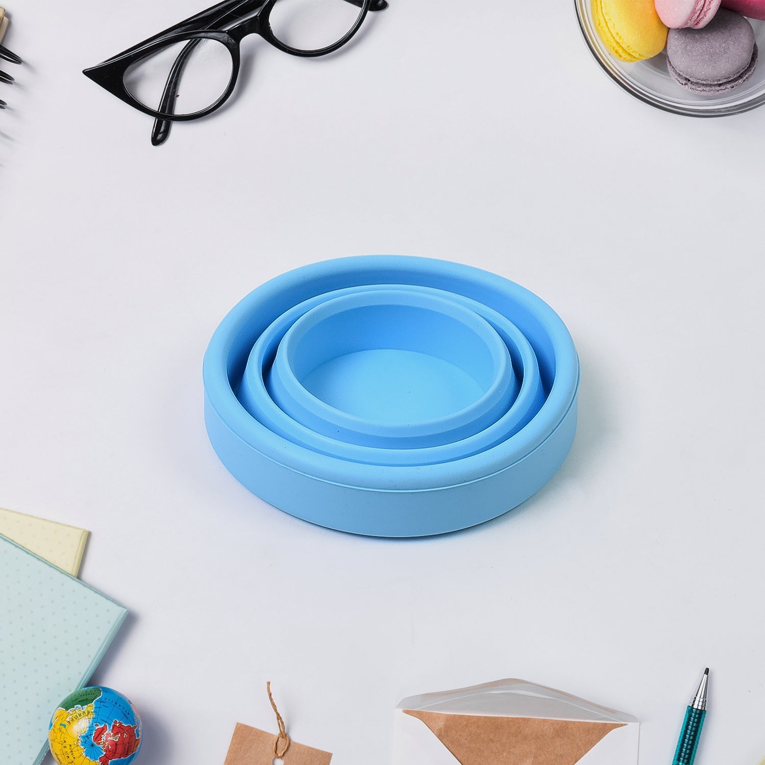 Round Silicone Foldable Glass, Foldable Travel Mug Without Lid (1 Pc) Signaturekarts
