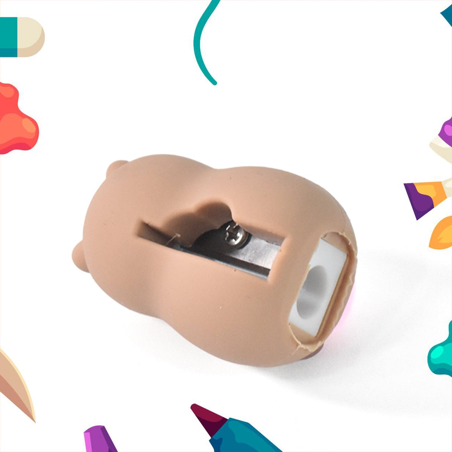 Cartoon Shape Pencil Sharpener with Built-In Eraser (1 Pc) Signature kart