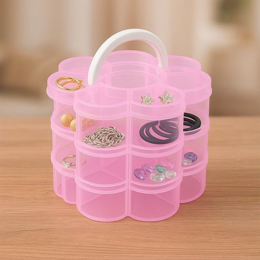 3-Layer Transparent Plastic Flower-Shaped Storage Box with 9 Grids Signature kart