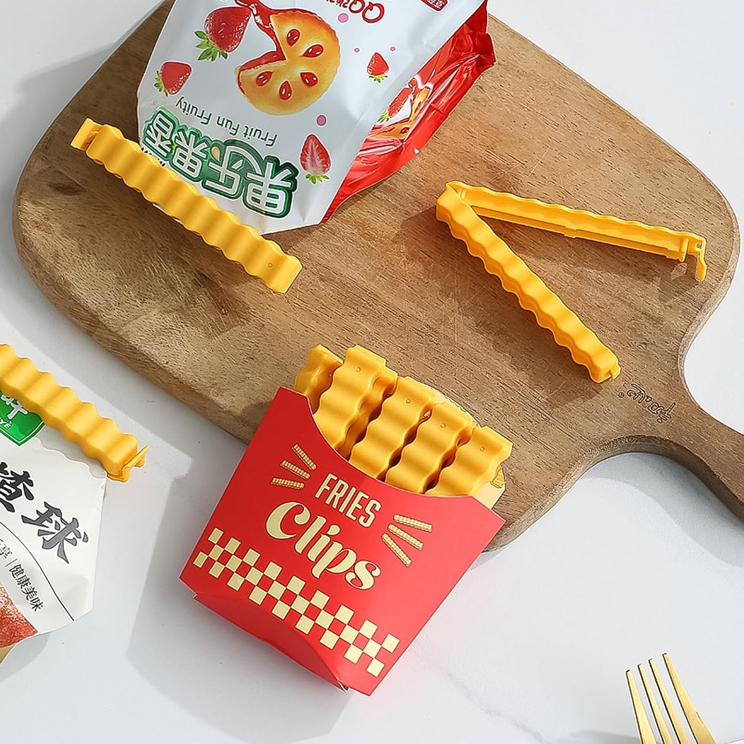 Cute French-Fries-Shaped Bag Clips With in a Magnetic Box (12 Pcs Set) Signaturekarts