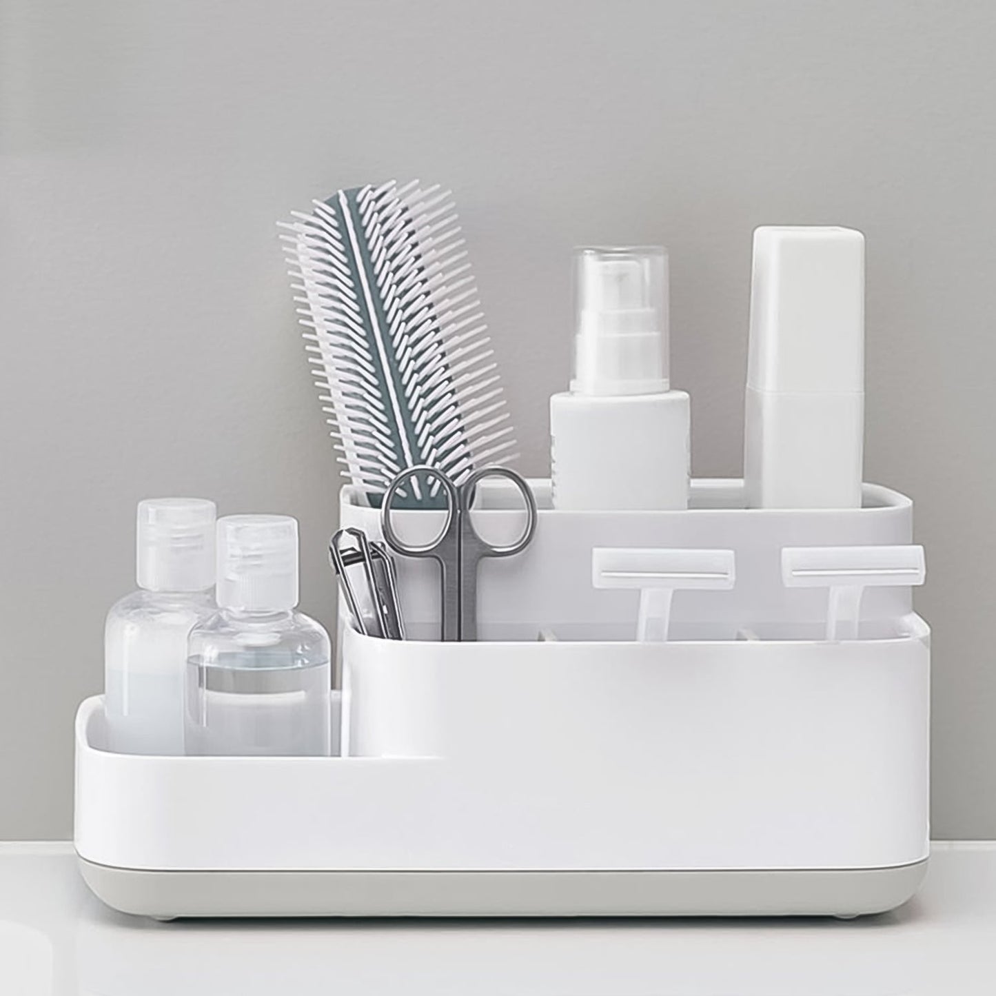 Plastic Multipurpose 5 Compartment Bathroom Desk Organizer Holder (1 Pc) signaturekarts